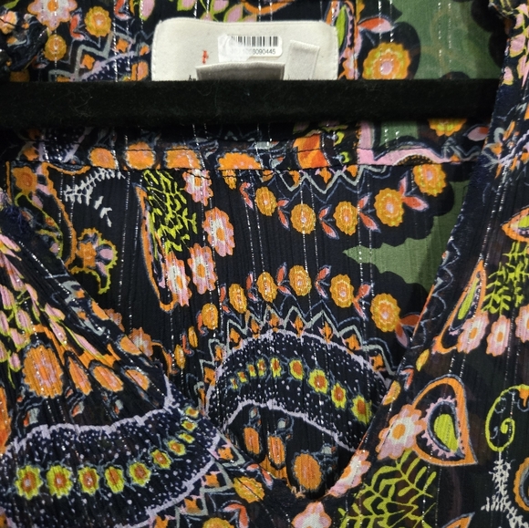 Anthropologie Colorful Paisley Sleeveless Dress Slip Attached Tie Belt Attached - Picture 4 of 5